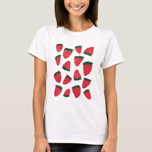 Bio Erdbeeren im Sommer - rot und grün T-Shirt (Vorderseite)