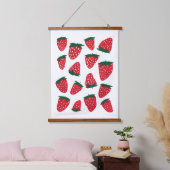 Bio Erdbeeren im Sommer - rot und grün Wandteppich Mit Holzrahmen (Schlafzimmer)