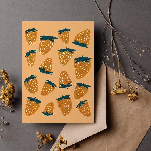 Bio Erdbeeren Postkarte