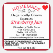 Bio Erdbeername Quadratischer Aufkleber (Vorderseite)