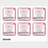 Bio Erdbeername Quadratischer Aufkleber (Blatt)