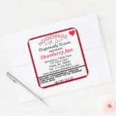 Bio Erdbeername Quadratischer Aufkleber (Umschlag)