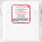 Bio Erdbeername Quadratischer Aufkleber (Tasche)