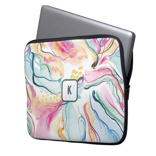 Bio Federstruktur mit fließenden Wellenformen Laptopschutzhülle (Vorderseite Links)