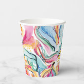 Bio Federstruktur mit fließenden Wellenformen Pappbecher (Rückseite)