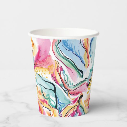 Bio Federstruktur mit fließenden Wellenformen Pappbecher (Rückseite)