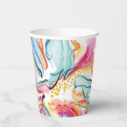 Bio Federstruktur mit fließenden Wellenformen Pappbecher (Rechts)