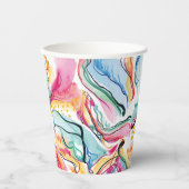 Bio Federstruktur mit fließenden Wellenformen Pappbecher (Vorderseite)