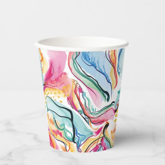 Bio Federstruktur mit fließenden Wellenformen Pappbecher (Vorderseite)