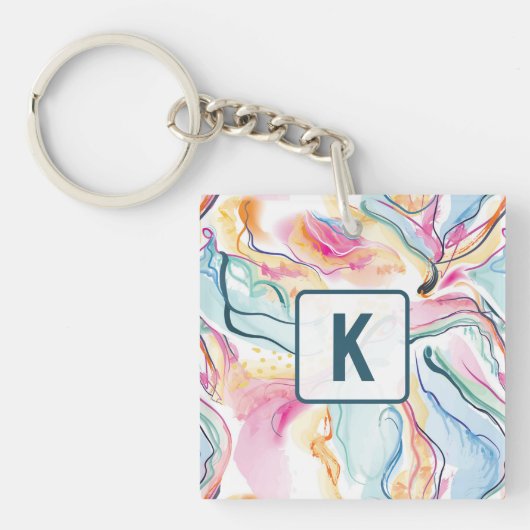 Bio Federstruktur mit fließenden Wellenformen Schlüsselanhänger (Vorderseite)