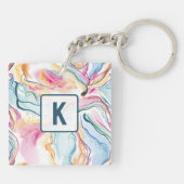 Bio Federstruktur mit fließenden Wellenformen Schlüsselanhänger (Rückseite)