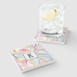 Bio Federstruktur mit fließenden Wellenformen Steinuntersetzer