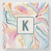 Bio Federstruktur mit fließenden Wellenformen Steinuntersetzer (Vorderseite)