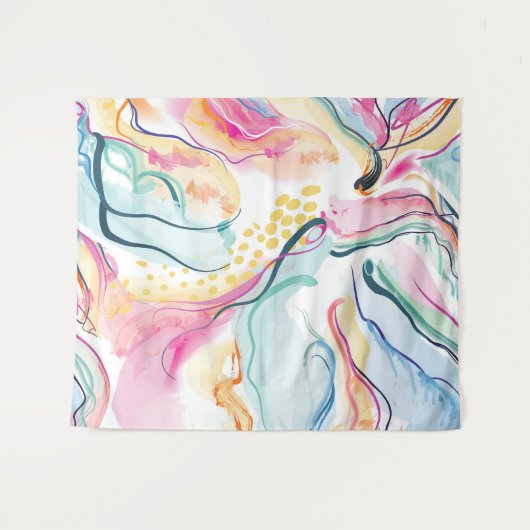 Bio Federstruktur mit fließenden Wellenformen Wandteppich (Vorderseite (Horizontal))