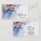 *~* Bio Flow Watercolor Abstrakter Glitzer Blau Visitenkarte (Vorne/Hinten)