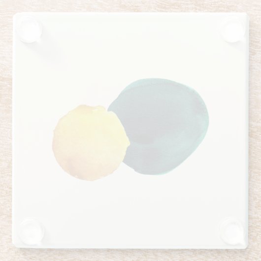 Bio Form Abstrakt Farbe Gelb grün Glasuntersetzer (Rückseite)