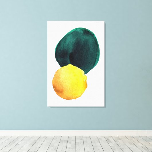 Bio Form Abstrakt Farbe Gelb grün Leinwanddruck (Insitu (Holzboden))