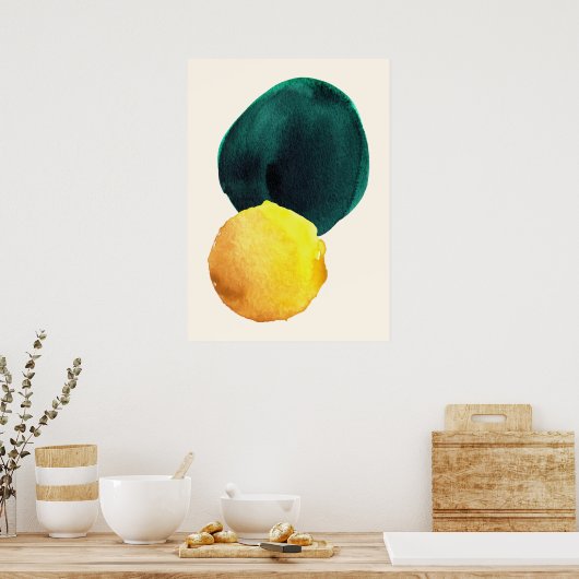 Bio Form Abstrakt Farbe Gelb grün Poster (Küche)