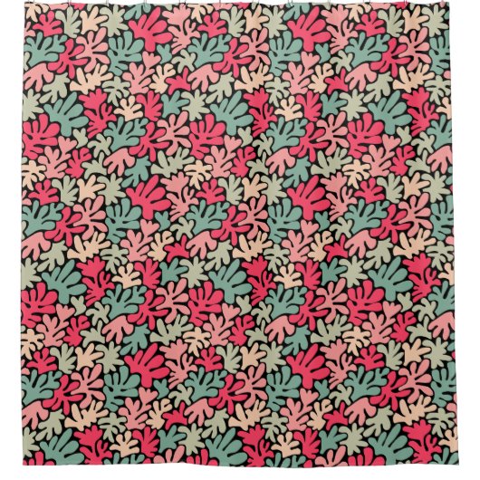 Bio Formen Abstrakt 240822 - Farben02 auf Schwarz Duschvorhang (Vorderseite)