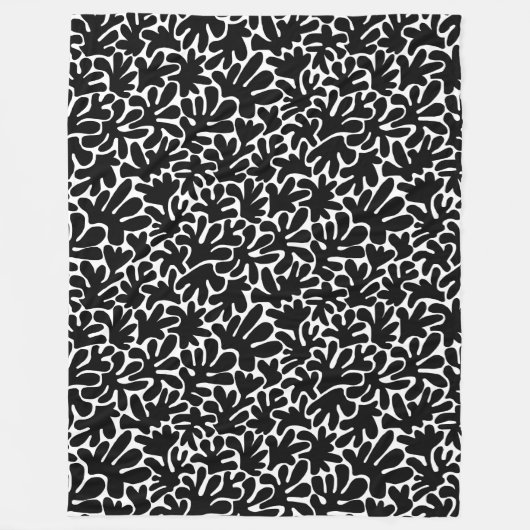 Bio Formen Abstrakt 240822 - Schwarz Fleecedecke (Vorderseite)
