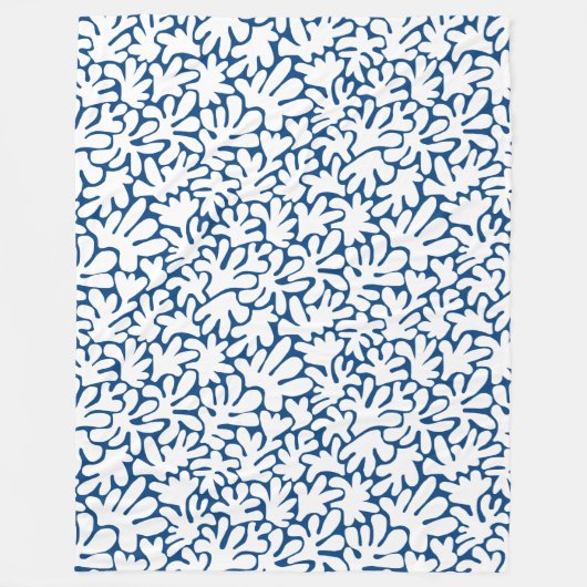 Bio Formen Abstrakt 240822 - White on Indigo Fleecedecke (Vorderseite)