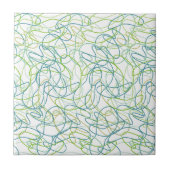 Bio Formen in Aquamarin, Gold und Grün auf Weiß Fliese (Vorderseite)