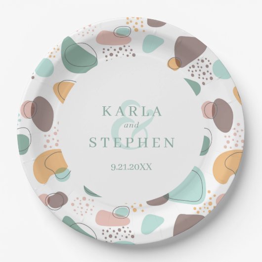 Bio Formen, modern, nahtlos Pappteller (Vorderseite)