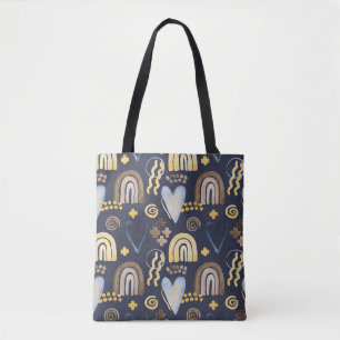 Bio Formen naiv mit Regenbogen, Herz.  Tasche