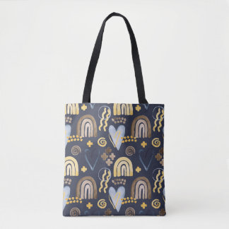 Bio Formen naiv mit Regenbogen, Herz.  Tasche