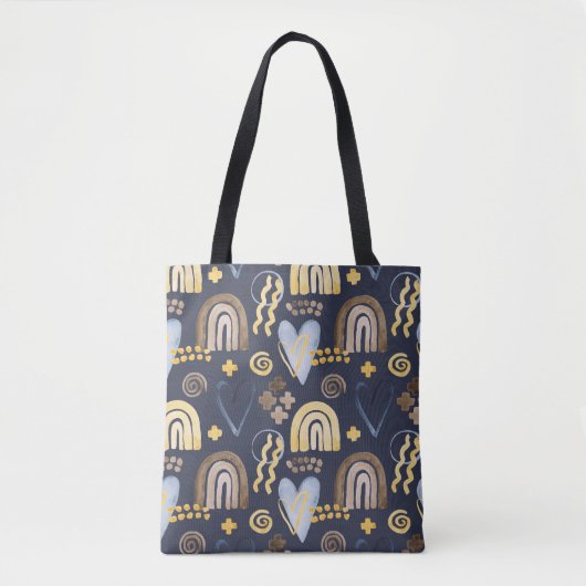 Bio Formen naiv mit Regenbogen, Herz.  Tasche (Vorderseite)