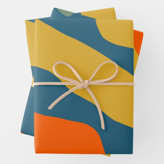 Bio Formulare Boho Muster Mustard Orange Blue Geschenkpapier Set (Beispiel)