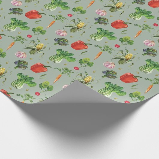 Bio Gemüse mit Wasserfarbe Geschenkpapier (Ecke)