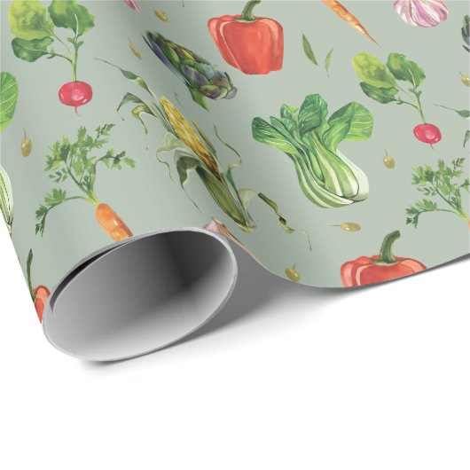 Bio Gemüse mit Wasserfarbe Geschenkpapier (Rolleneckpunkt)