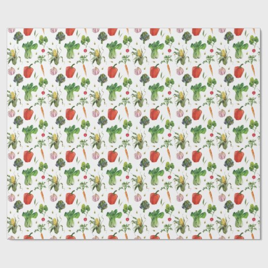 Bio Gemüse mit Wasserfarbe Geschenkpapier (Flach)