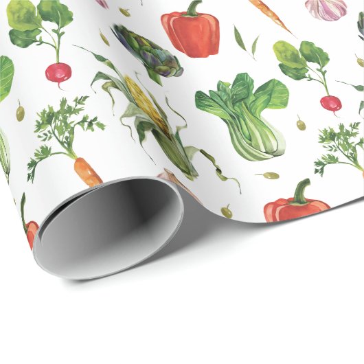 Bio Gemüse mit Wasserfarbe Geschenkpapier (Rolleneckpunkt)