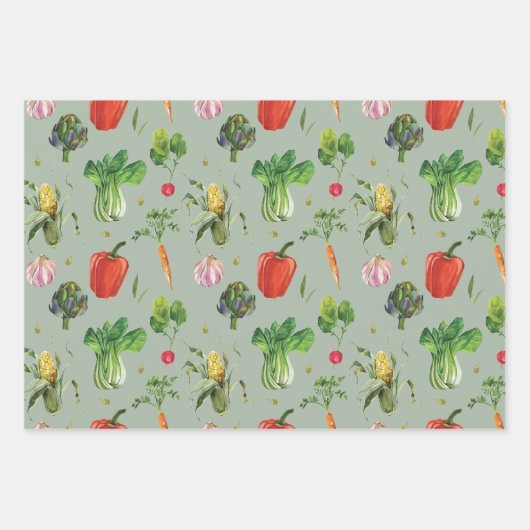 Bio Gemüse mit Wasserfarbe Geschenkpapier Set (Vorderseite 3)
