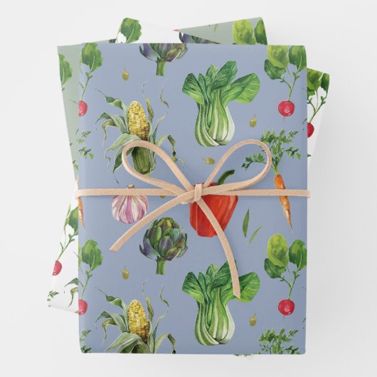 Bio Gemüse mit Wasserfarbe Geschenkpapier Set (Beispiel)