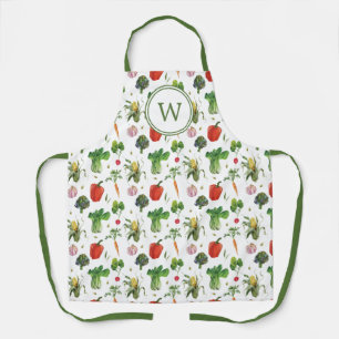 Bio Gemüse mit Wasserfarbe Monogramm Schürze