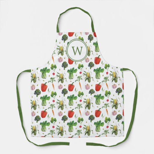 Bio Gemüse mit Wasserfarbe Monogramm Schürze (Vorderseite)