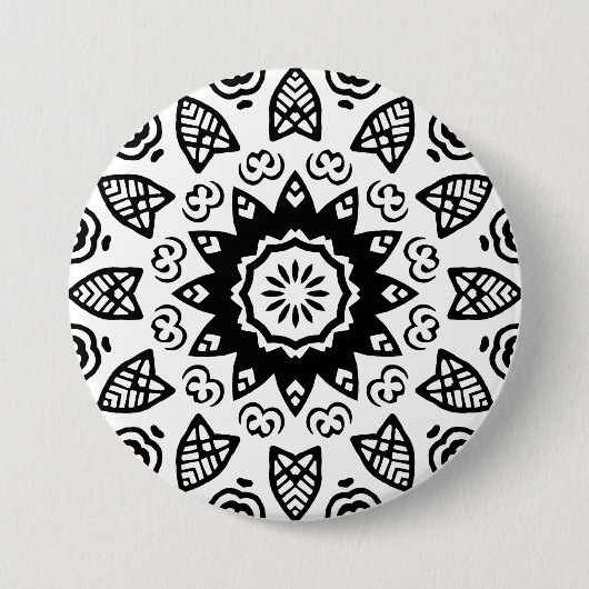 Bio Geometrie 013 - Schwarz auf Weiß Button (Vorderseite)