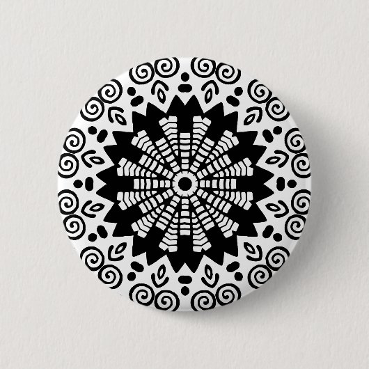 Bio Geometrie 014 - Schwarz auf Weiß Button (Vorderseite)
