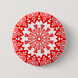 Bio Geometrie 014 - Weiß auf Rot Button