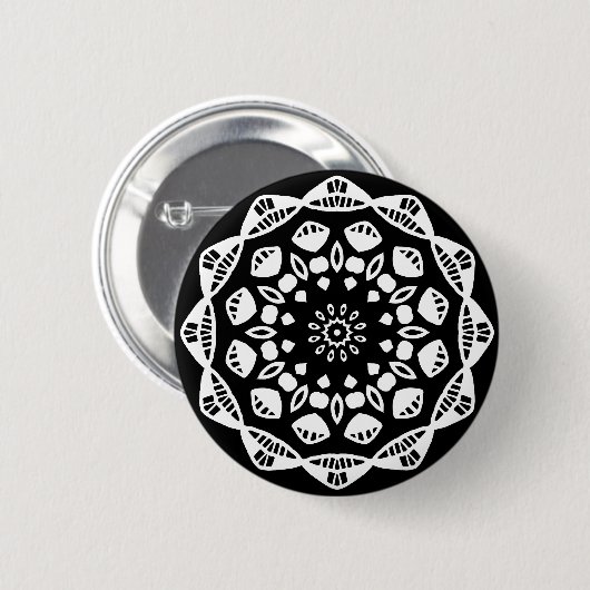 Bio Geometrie 015 - Weiß auf Schwarz Button (Vorne & Hinten)