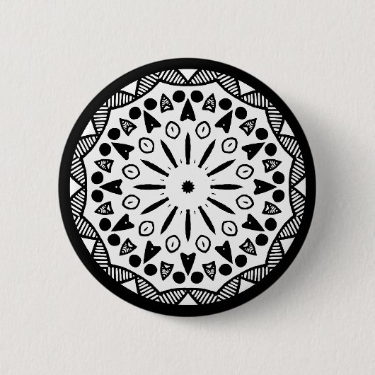 Bio Geometrie 019 - Schwarz auf Weiß Button (Vorderseite)