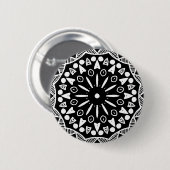 Bio Geometrie 019 - Weiß auf Schwarz Button (Vorne & Hinten)