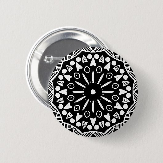 Bio Geometrie 019 - Weiß auf Schwarz Button (Vorne & Hinten)