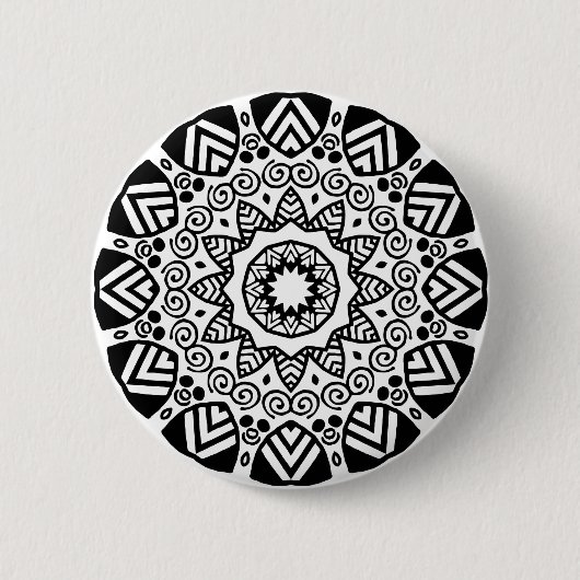 Bio Geometrie 024 - Schwarz auf Weiß Button (Vorderseite)