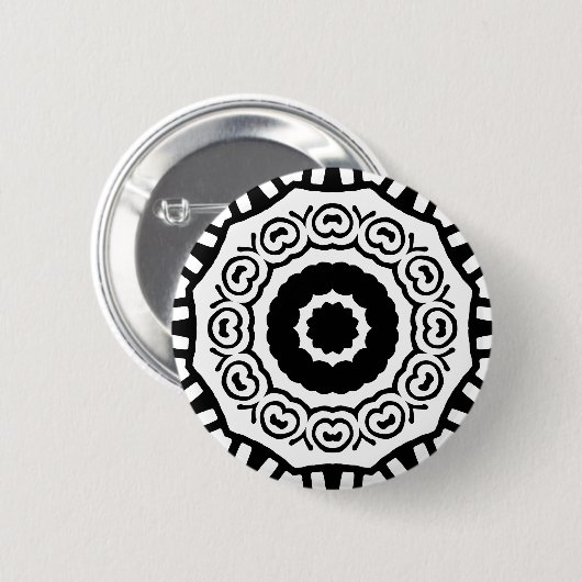 Bio Geometrie 04 - Schwarz auf Weiß Button (Vorne & Hinten)
