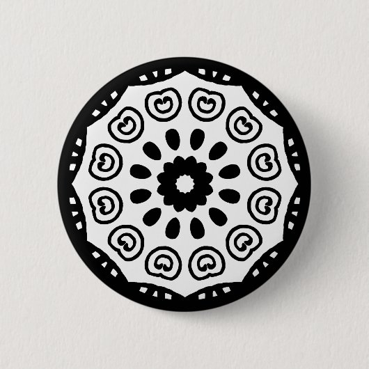 Bio Geometrie 05 - Schwarz auf Weiß Button (Vorderseite)