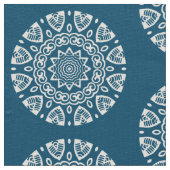 Bio Geometrie - Weiß auf Blau 00486b Stoff (Nahaufnahme)